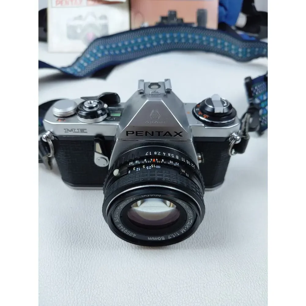 Pentax ME 35mm SLR Film Camera Tested Working Bundle SMC Pentax-M 50mm Lens Bag